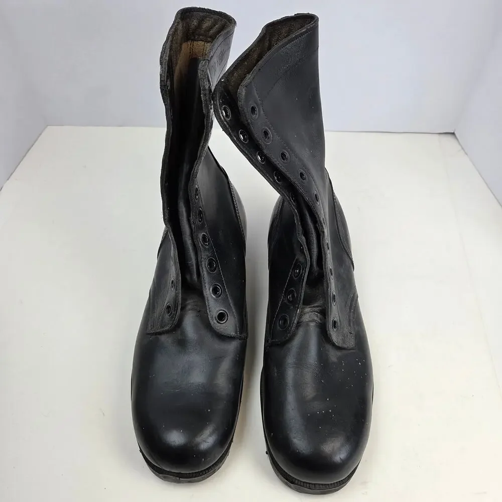 Vintage 1971 USGI Combat Boots 10R Black Leather Vietnam Era Ro-Search Sole